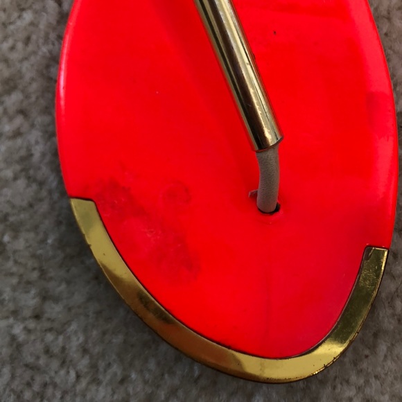 Neon Orange T-Strap Sandals - Picture 3 of 7